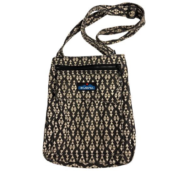 Kavu Keeper Crossbody Bag triangle tribal pattern brown tan western boho tote - Picture 1 of 4